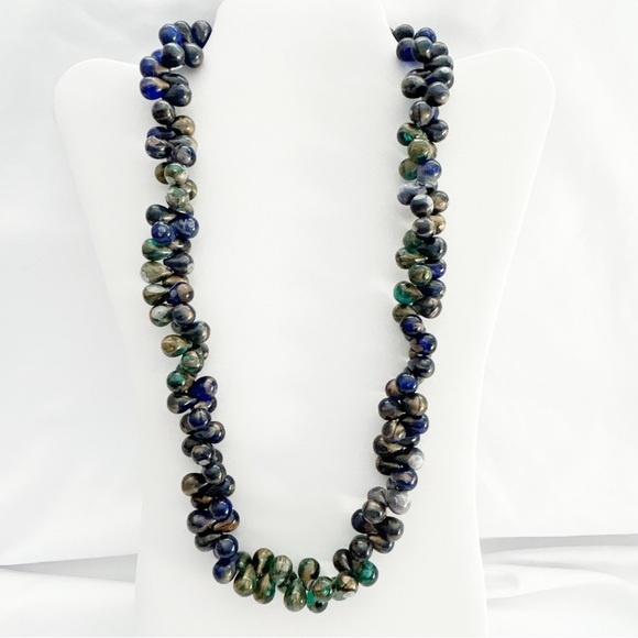 Blue Green Gold Translucent Briolette Necklace - Picture 6 of 9